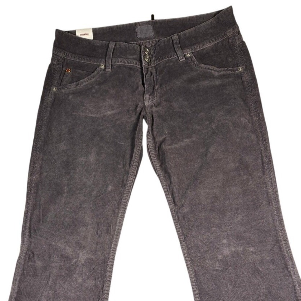 Hudson Signature Bootcut Corduroy Pants Purple Grey Low Rise Flap Pocket Size 30